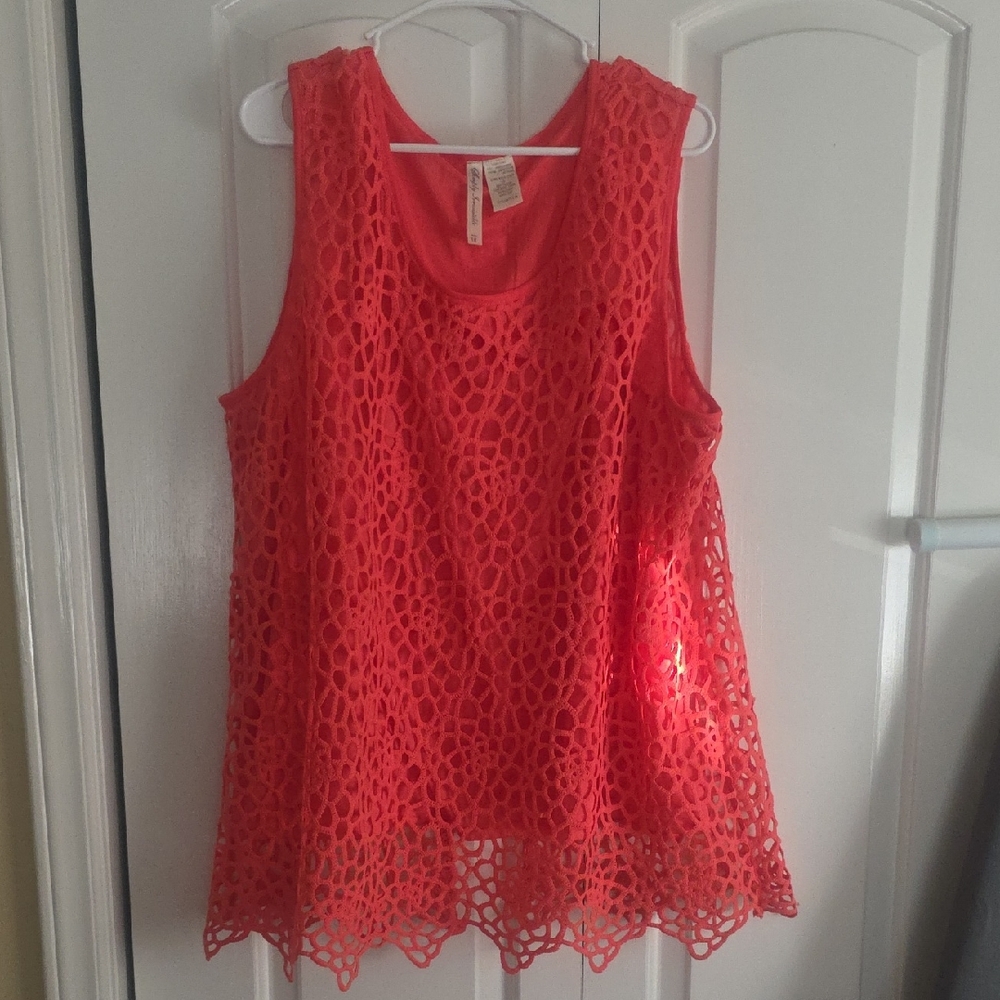 Simply Irresistible Coral Lace Tank Top